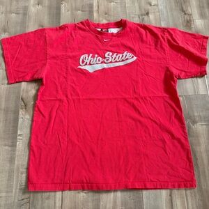 Ohio State Nike Team Shirt Men XL Short Sleeve Red Embroider Center Swoosh Check